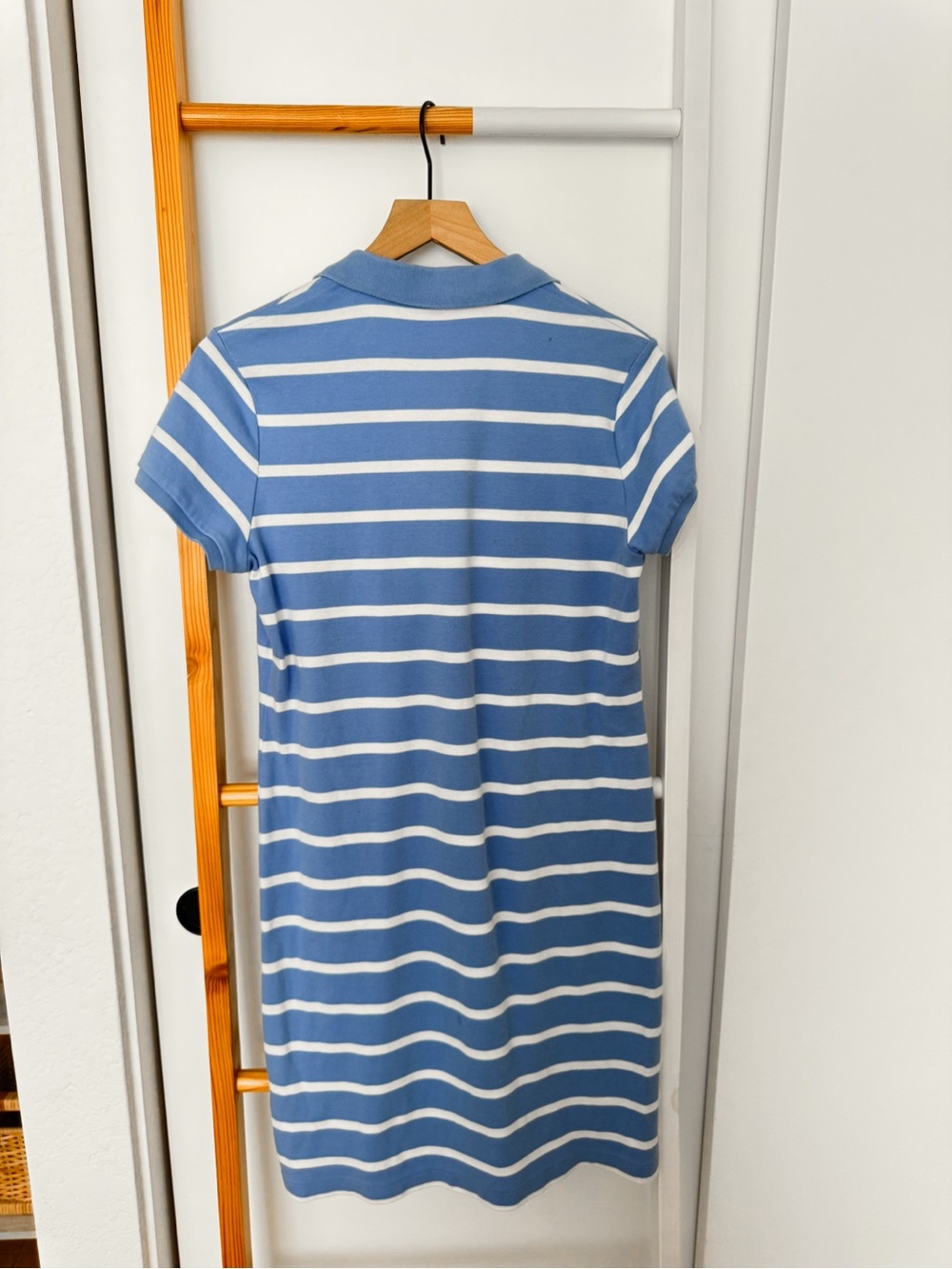 Polo Ralph Lauren Blue White Striped Polo Mini Dress Nautical Cotton Preppy - Picture 2 of 10
